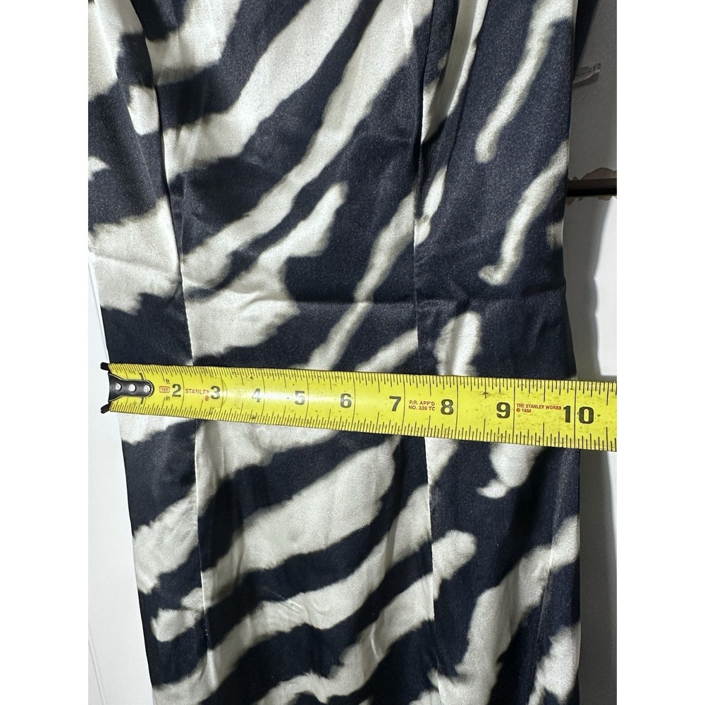 White Fox Boutique Zebra Print Maxi Dress XXS Black White Lace Up Back Satin - Picture 9 of 9